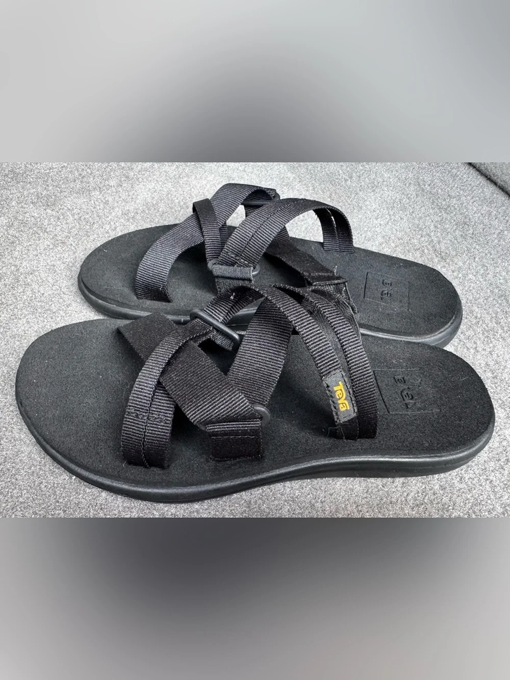 Teva Voya Slides Sandals Black Size 5 Size EU36 Strappy Sustainable Outdoors